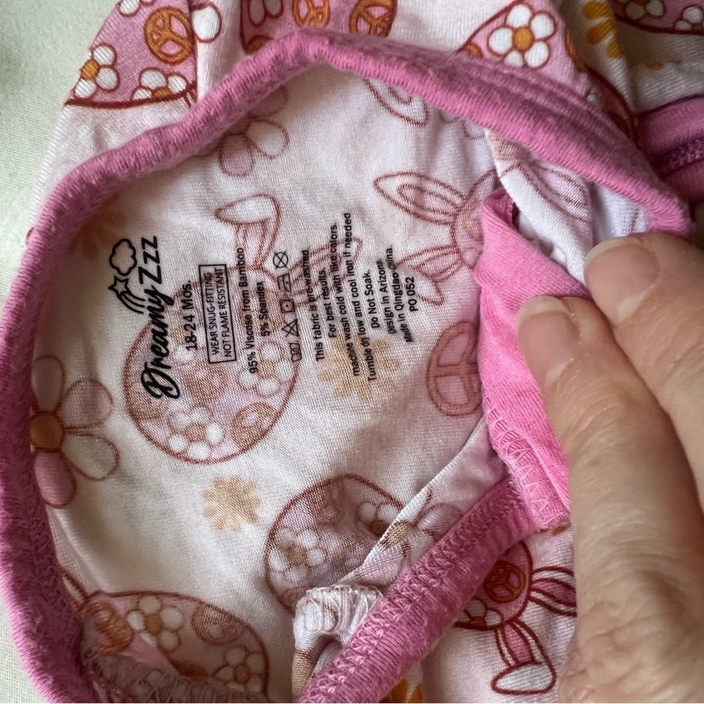 Dreamy Zzz Girls 18-24 Month Bunny Bamboo Zippy One Piece Pajamas Sleeper - Picture 7 of 9